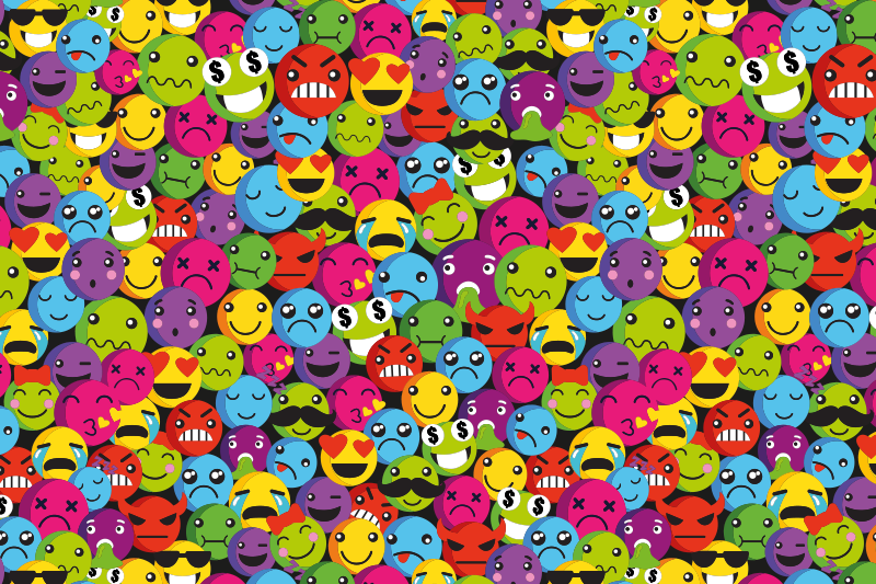 Tapis vinyle ado expressions emoji colorées - TenStickers