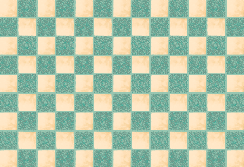 Tapis vinyle carreaux de ciment damier vert - TenStickers
