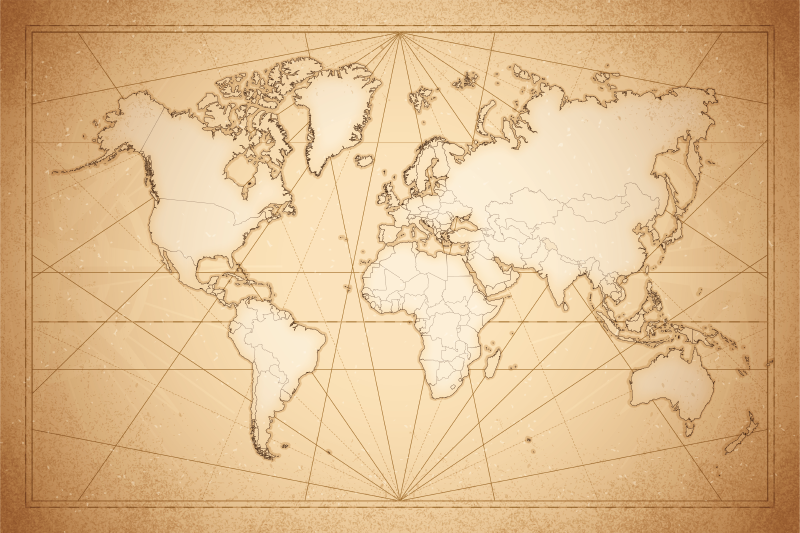 Tapis vinyle carte du monde design beige antique - TenStickers