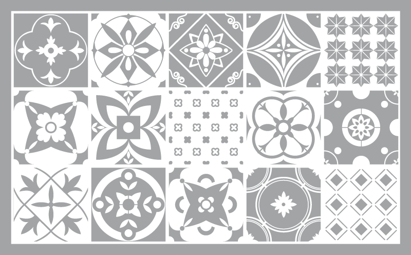 Tapis vinyle carreaux de ciment gris élégant - TenStickers