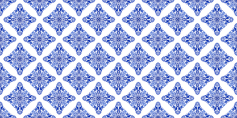 Tapis vinyle carreaux de ciment bleu à motifs - TenStickers