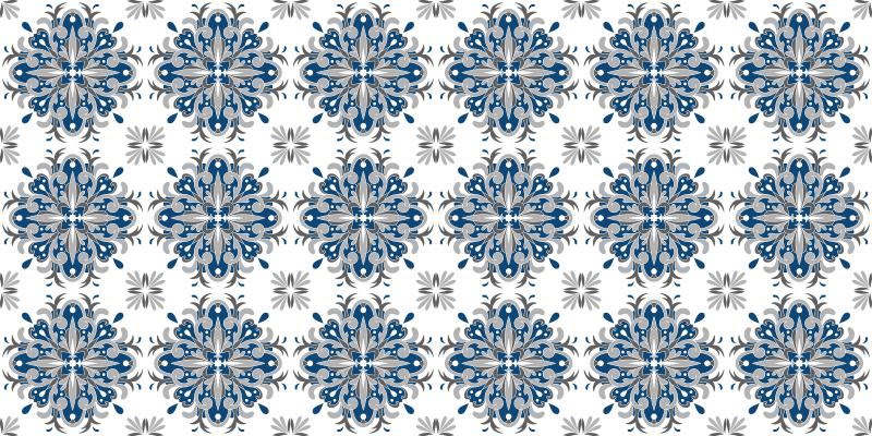 Tapis mosaique vinyle floral bleu élégant - TenStickers