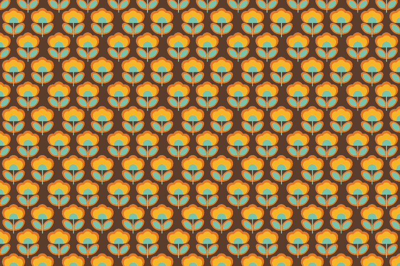 Tapis vinyle fleurs et plantes design marron vintage - TenStickers