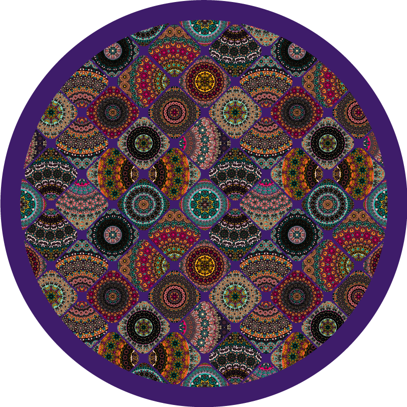 Tapis vinyle mandala motifs circulaires colorés - TenStickers