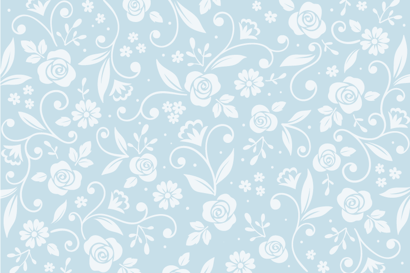 Tapis vinyle fleurs et plantes motif floral bleu - TenStickers
