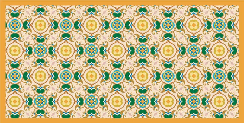 Tapis vinyle salle de bain ornements floraux beiges - TenStickers