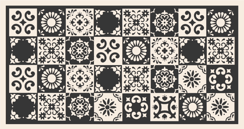 Tapis vinyle carreaux de ciment motifs floraux classiques - TenStickers
