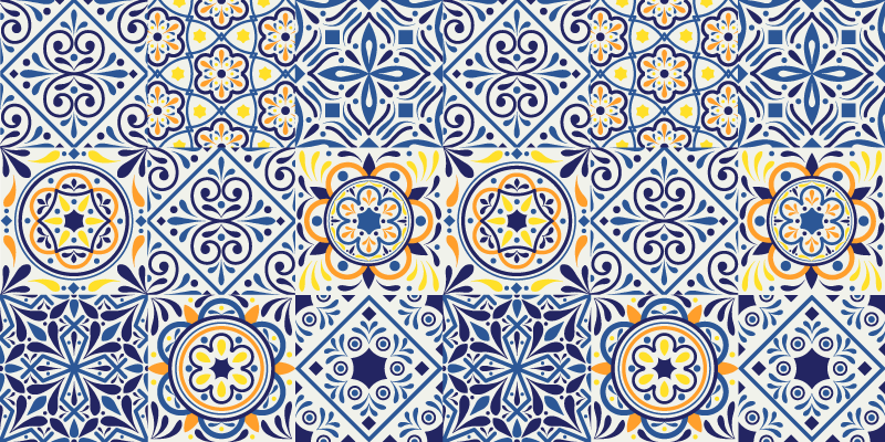 Tapis vinyle cuisine disposition de carreaux vibrante - TenStickers