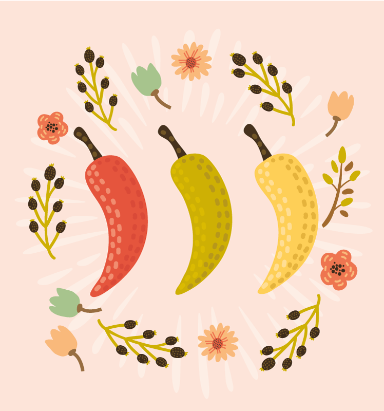 Tapis vinyle cuisine piments colorés - TenStickers