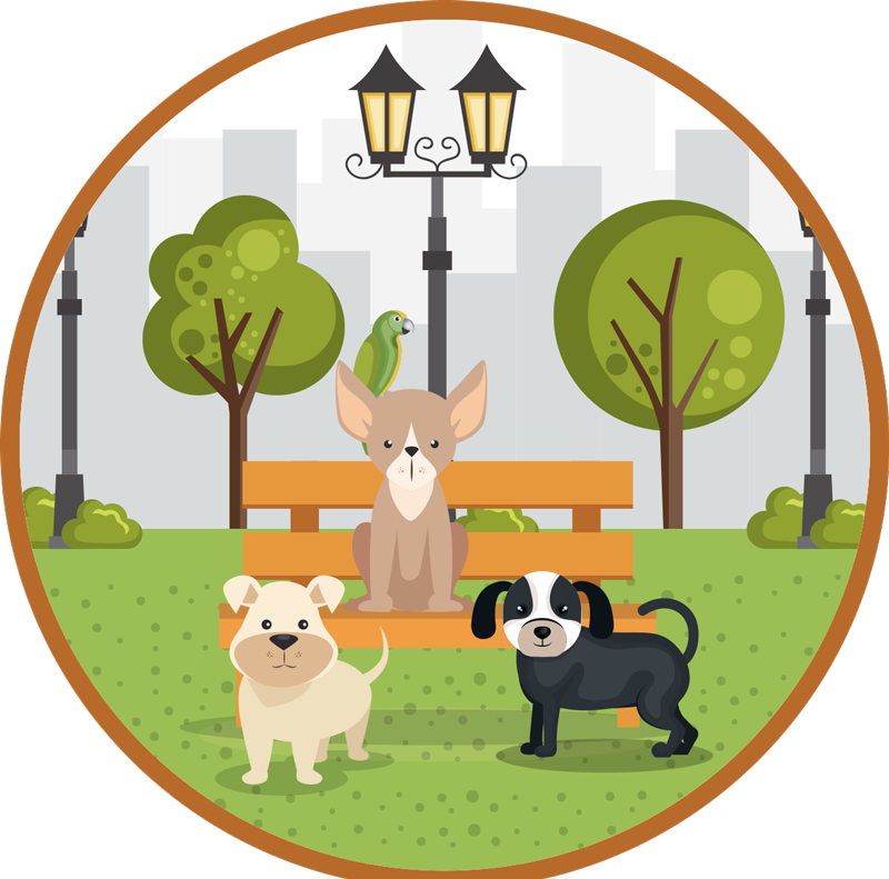 Tapis vinyle animal chiens dans le parc - TenStickers