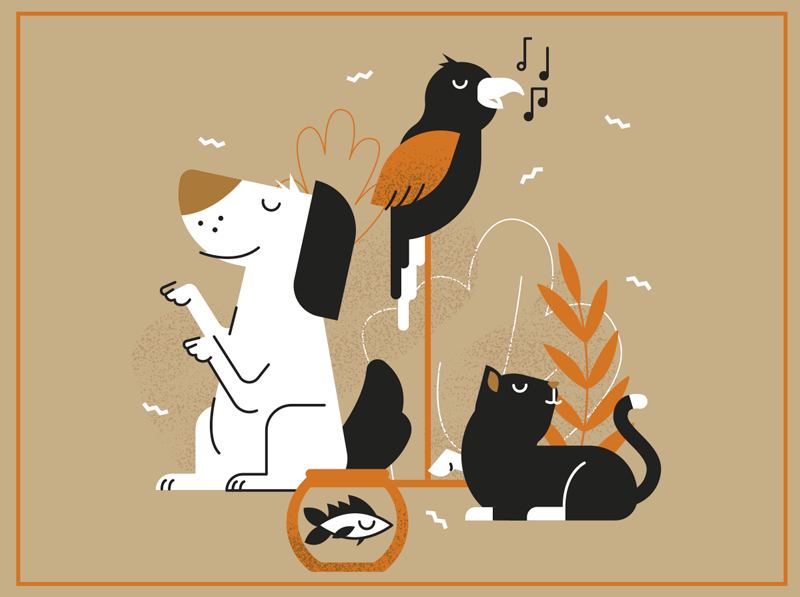 Tapis vinyle animal illustration beige de compagnon - TenStickers