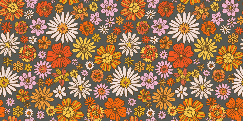 Tapis vinyle fleurs et plantes ensemble animé - TenStickers