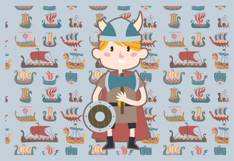 Tapis vinyle pour enfants aventures vikings - TenStickers