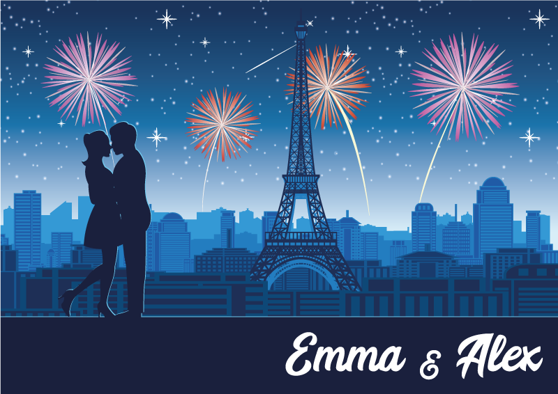 Tapis vinyle personnalisé romance parisienne - TenStickers