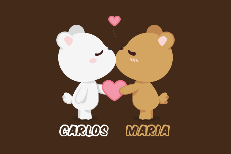 Tapis vinyle personnalisé couple d'ours mignons - TenStickers