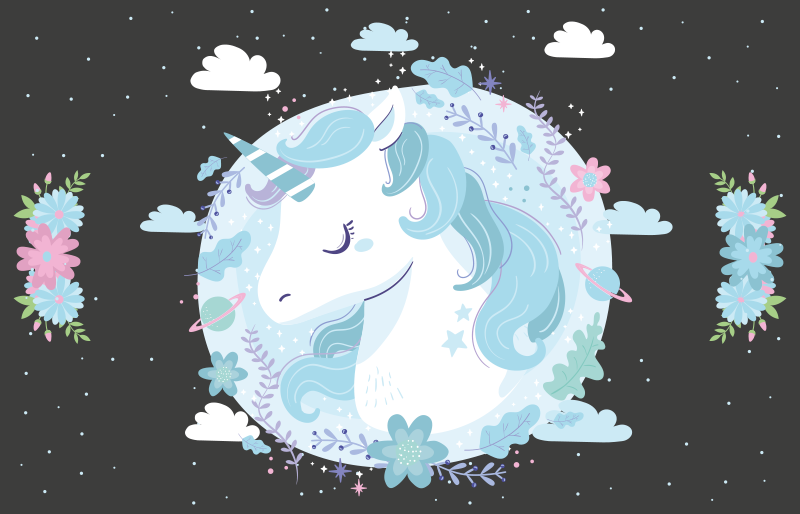 Tapis vinyle pour enfants scène de licorne de rêve - TenStickers