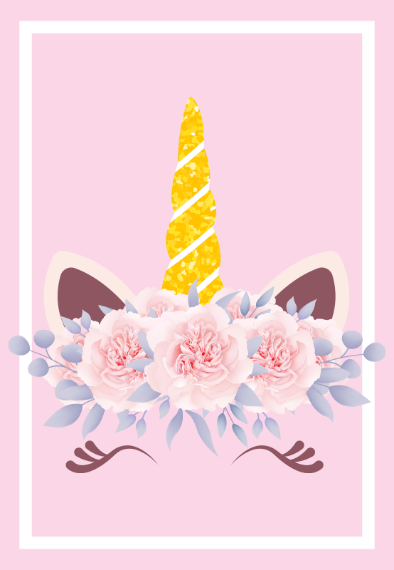 Tapis vinyle pour enfants magie florale de la licorne - TenStickers