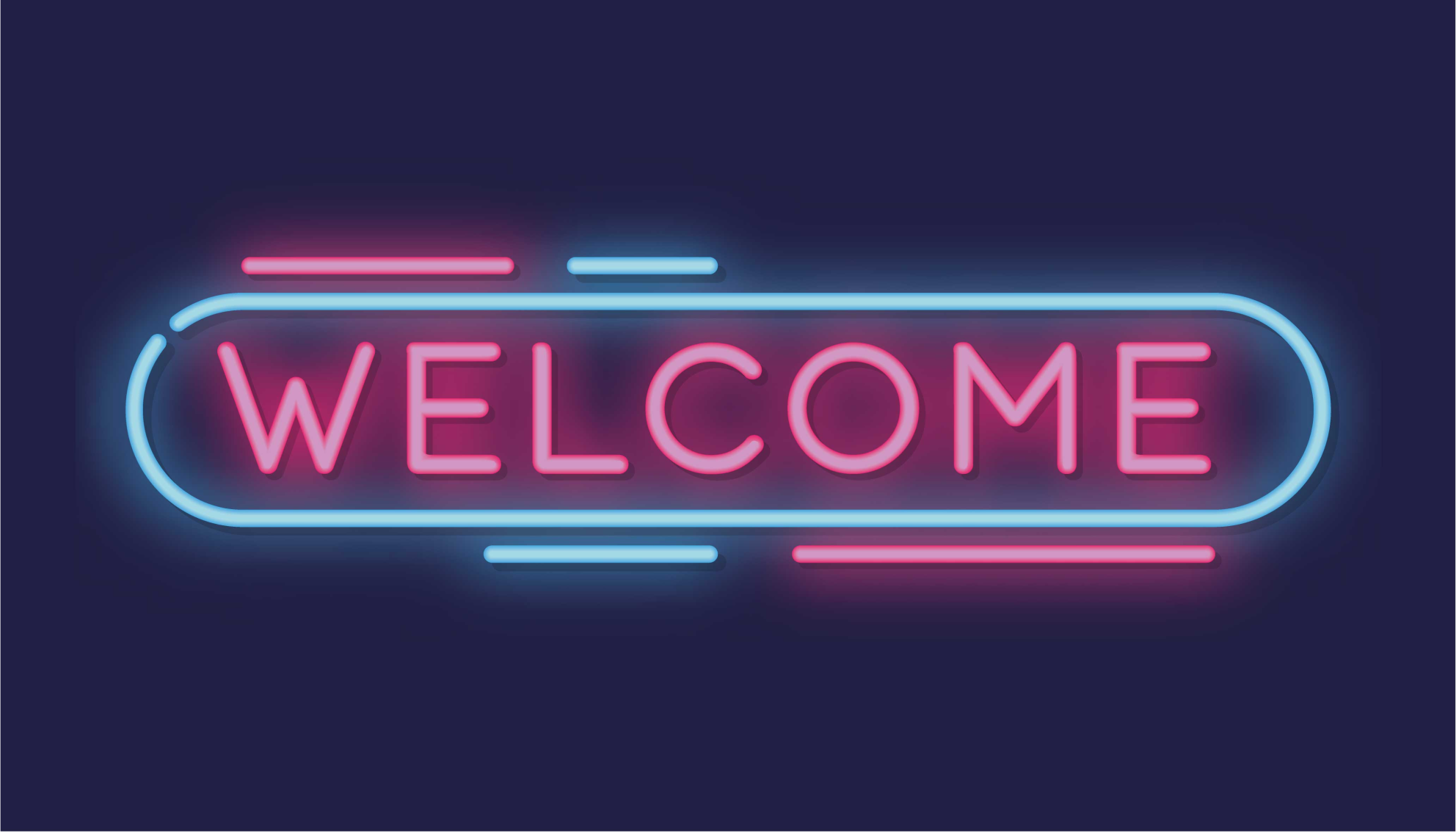 Tapis vinyle entrée panneau néon de bienvenue - TenStickers