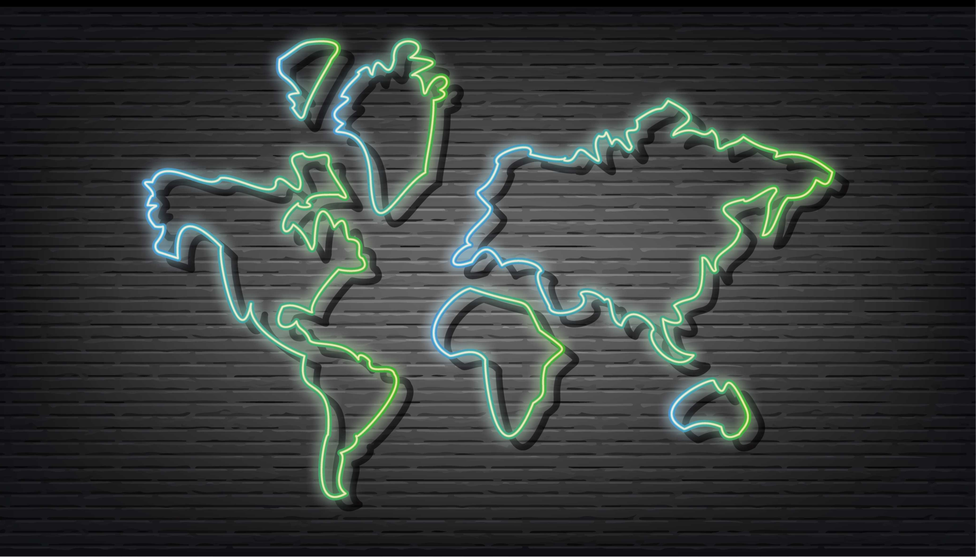 Tapis vinyle carte du monde contour au néon - TenStickers