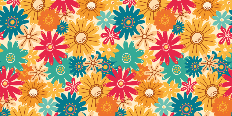 Tapis vinyle fleurs et plantes motif fleuri coloré - TenStickers