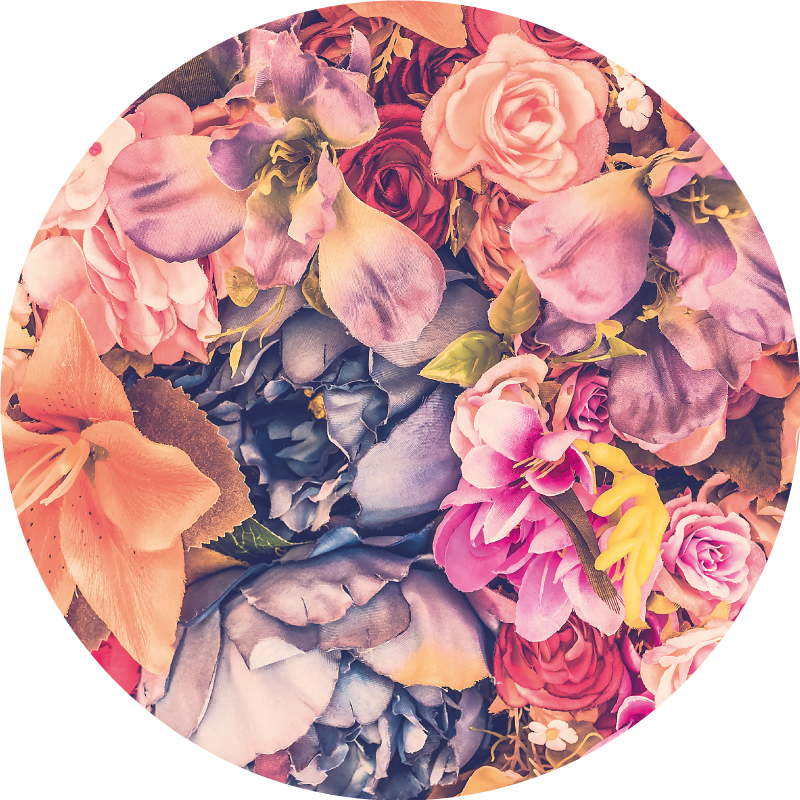 Tapis vinyle fleurs et plantes composition florale ronde - TenStickers