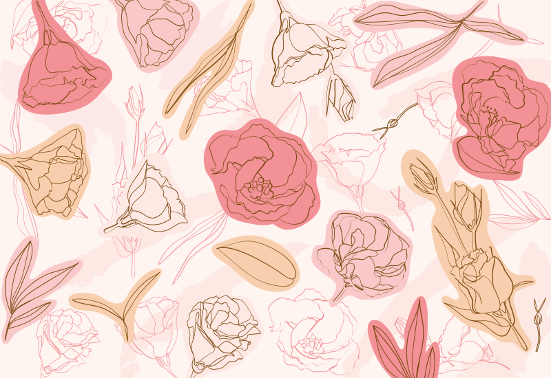 Tapis vinyle fleurs et plantes style de contour botanique - TenStickers