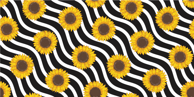 Tapis vinyle fleurs et plantes motif de vague de tournesol - TenStickers