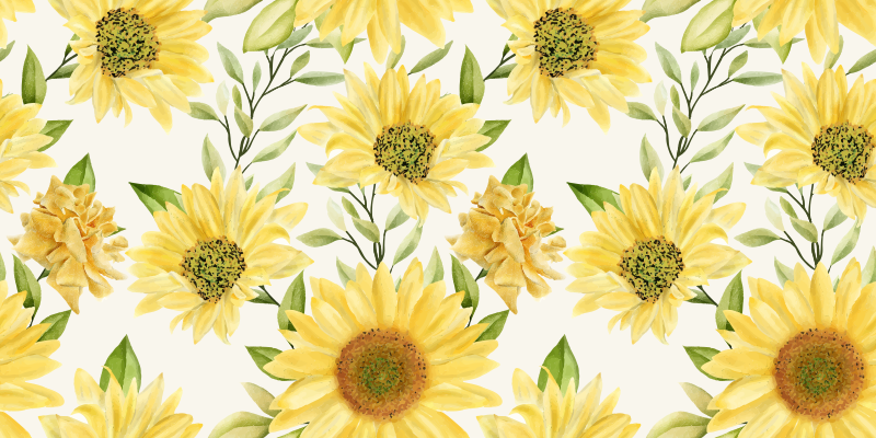 Tapis vinyle fleurs et plantes arrangement tournesols - TenStickers