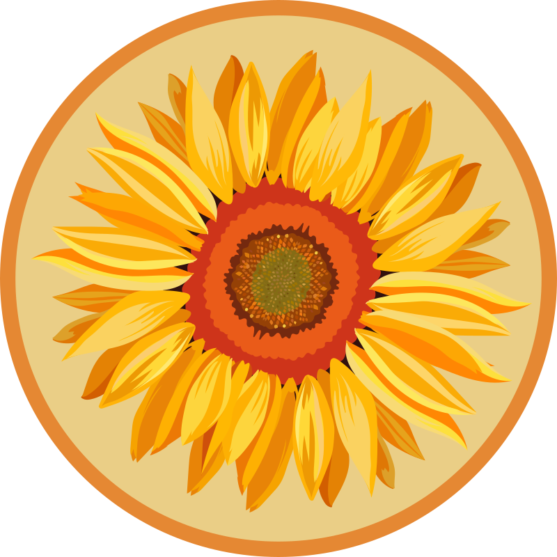 Tapis vinyle fleurs et plantes tournesol rond - TenStickers