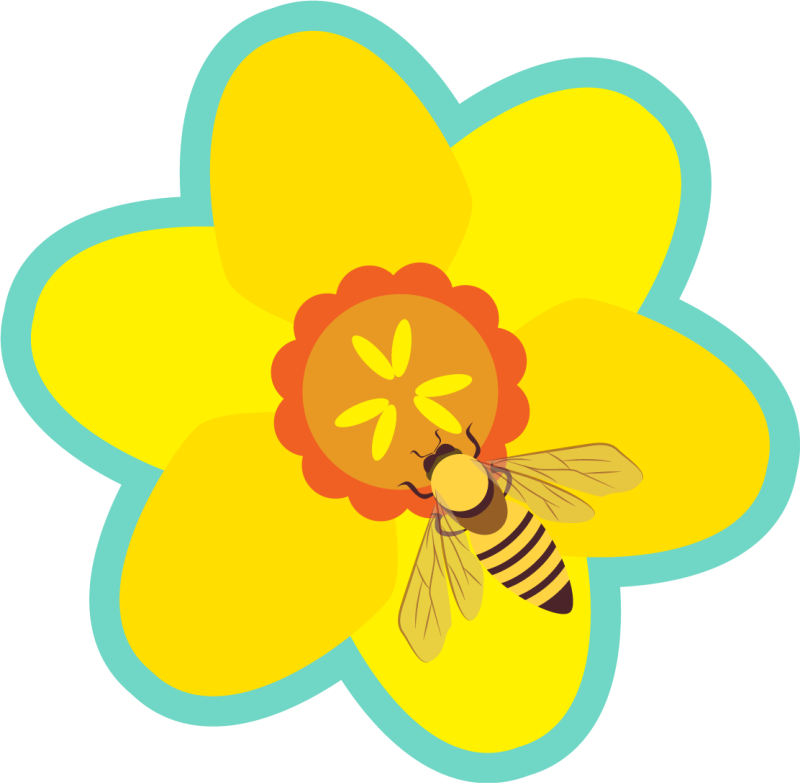 Tapis vinyle fleurs et plantes abeille sur un tournesol - TenStickers