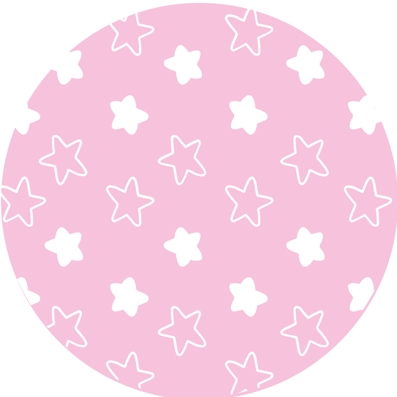 Tapis vinyle rond motif étoile rose - TenStickers