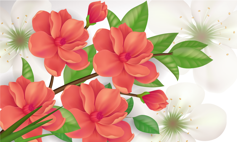 Tapis vinyle fleurs et plantes arrangement floral coloré - TenStickers