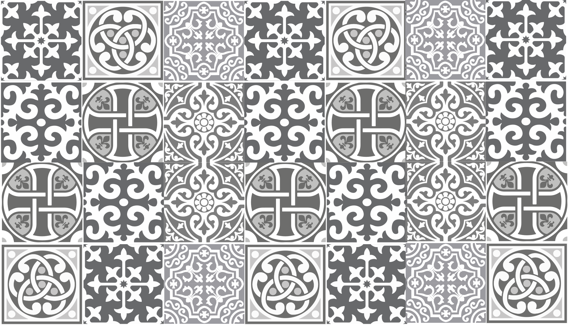 Tapis vinyle carreaux de ciment gris sophistiqué - TenStickers