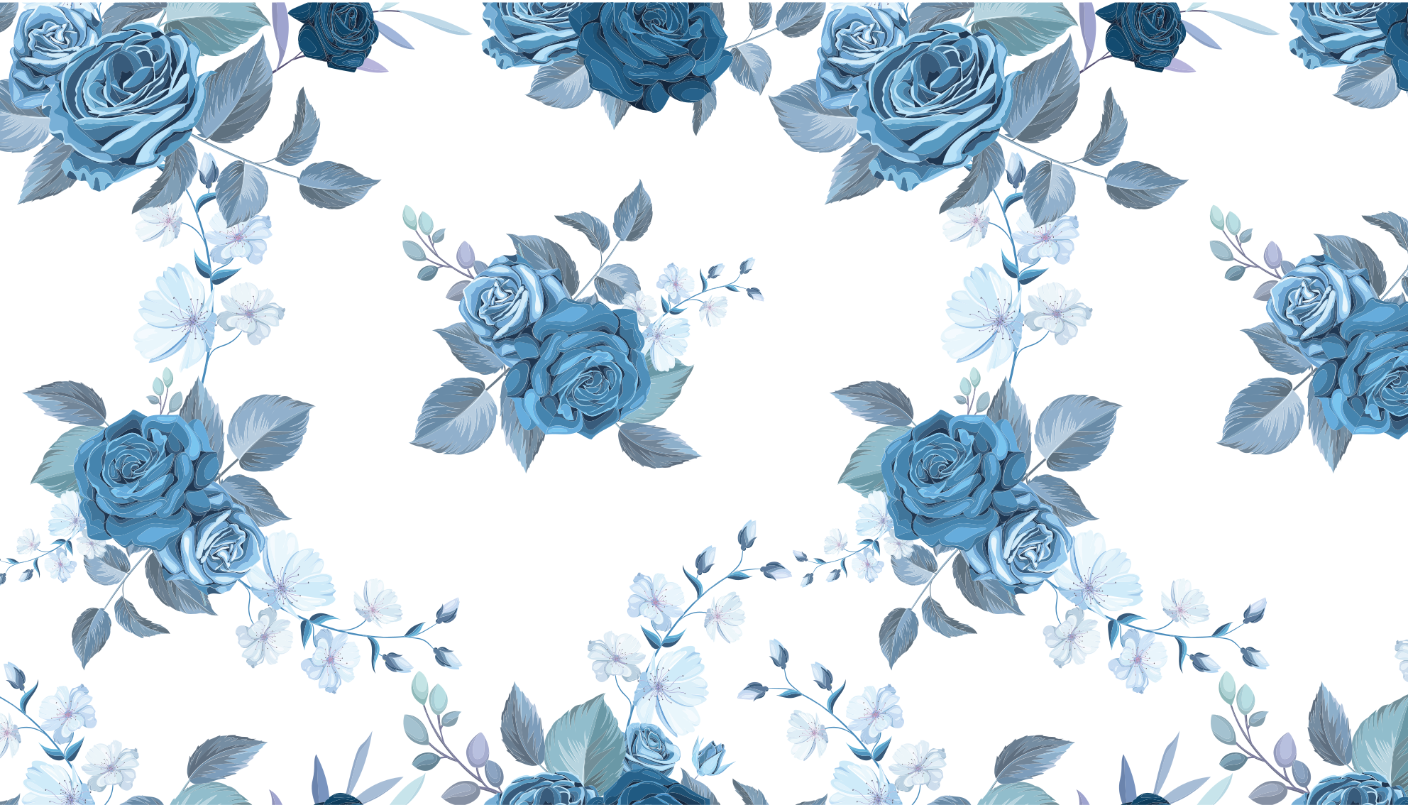 Tapis vinyle fleurs et plantes composition florale bleue - TenStickers