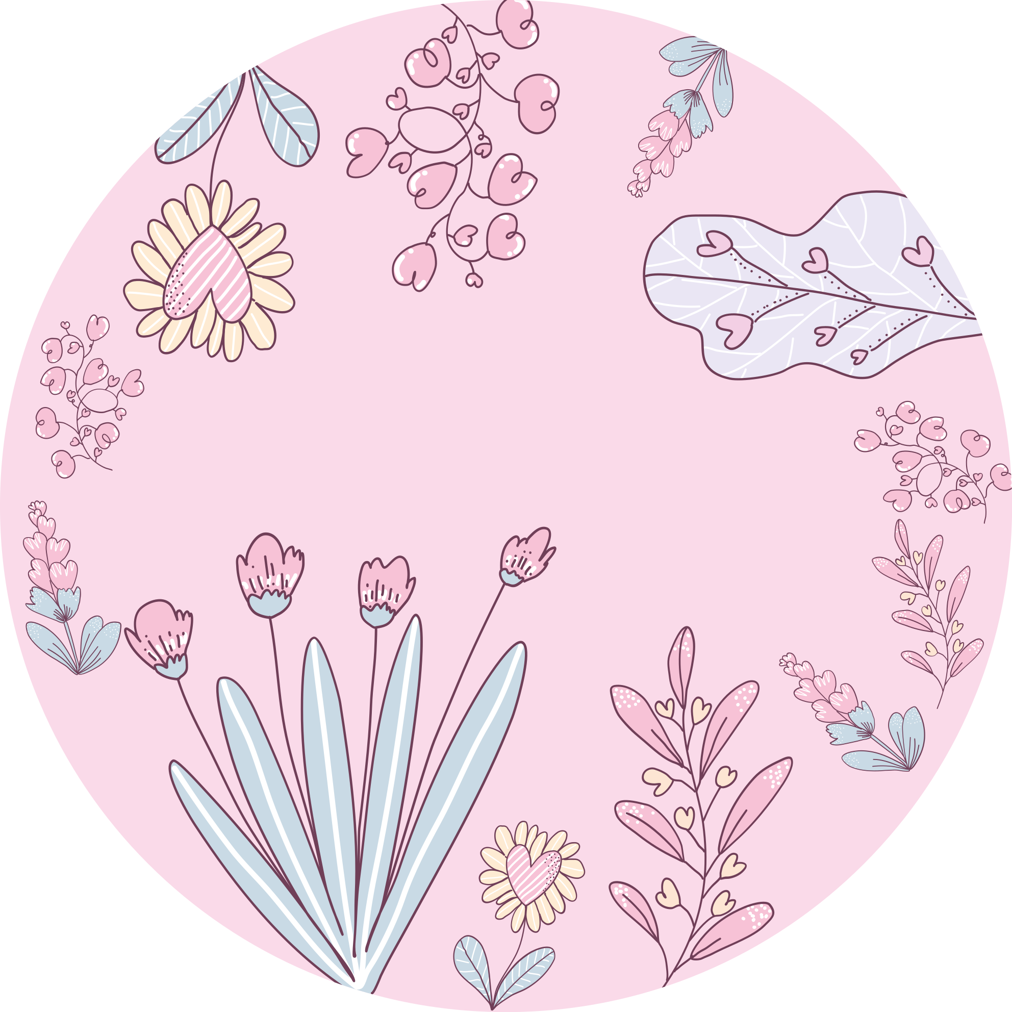 Tapis vinyle fleurs et plantes motifs de cœur floraux - TenStickers