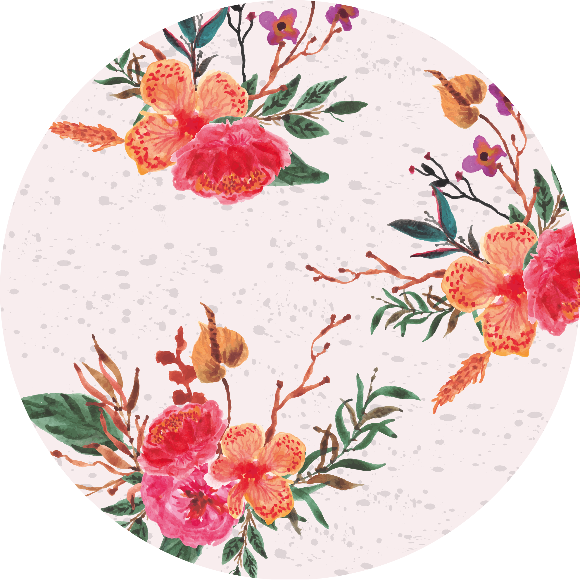 Tapis vinyle fleurs et plantes pivoines et orchidées - TenStickers