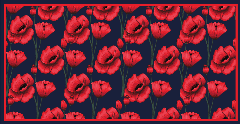 Tapis vinyle fleurs et plantes arrangement de coquelicots - TenStickers