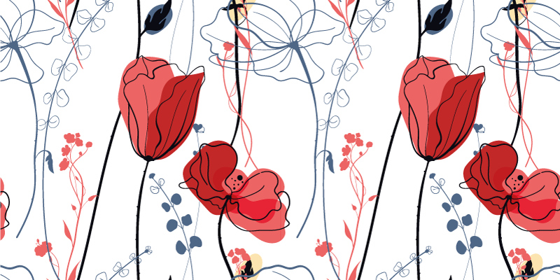 Tapis vinyle fleurs et plantes grâce de la fleur cramoisie - TenStickers