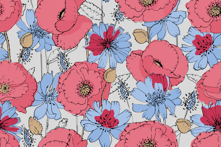 Tapis vinyle fleurs et plantes imprimé botanique vivant - TenStickers