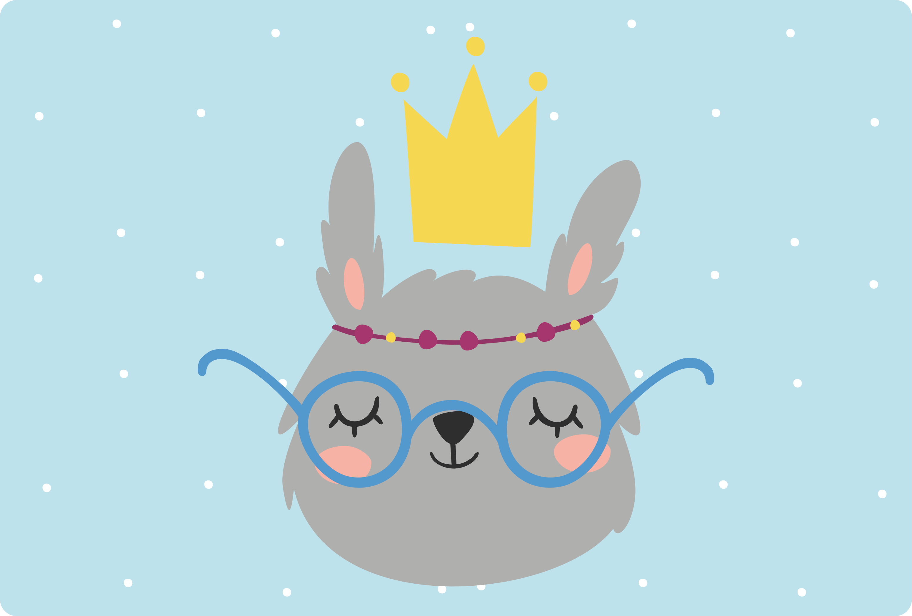 Tapis vinyle pour enfants lapin gris nordique avec lunettes - TenStickers