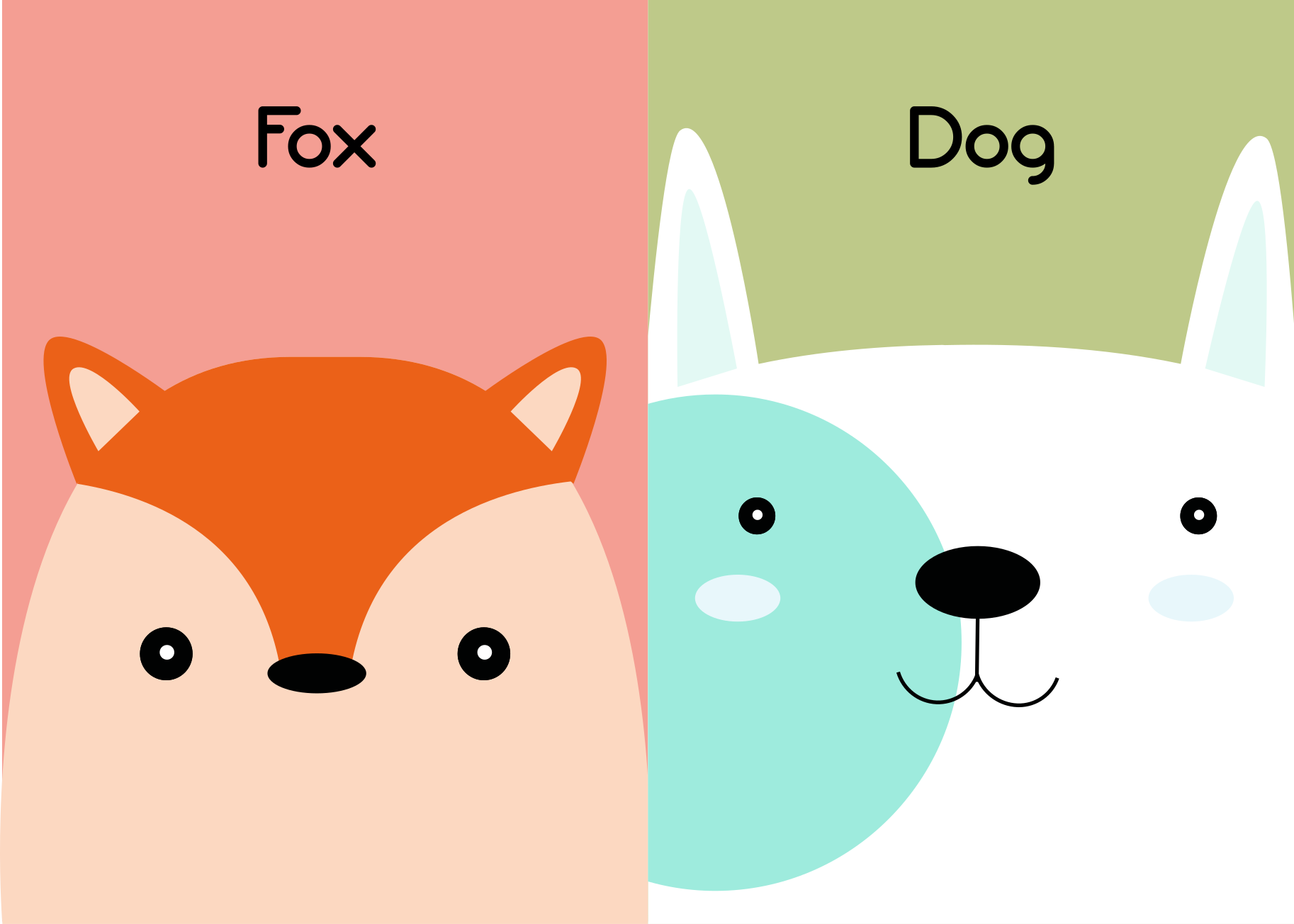Tapis vinyle pour enfants visages de renard et de chien - TenStickers