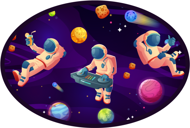 Tapis vinyle étoile conception de fête d'astronautes - TenStickers