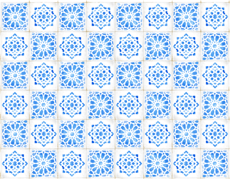 Tapis vinyle carreaux de ciment motifs bleus complexes - TenStickers