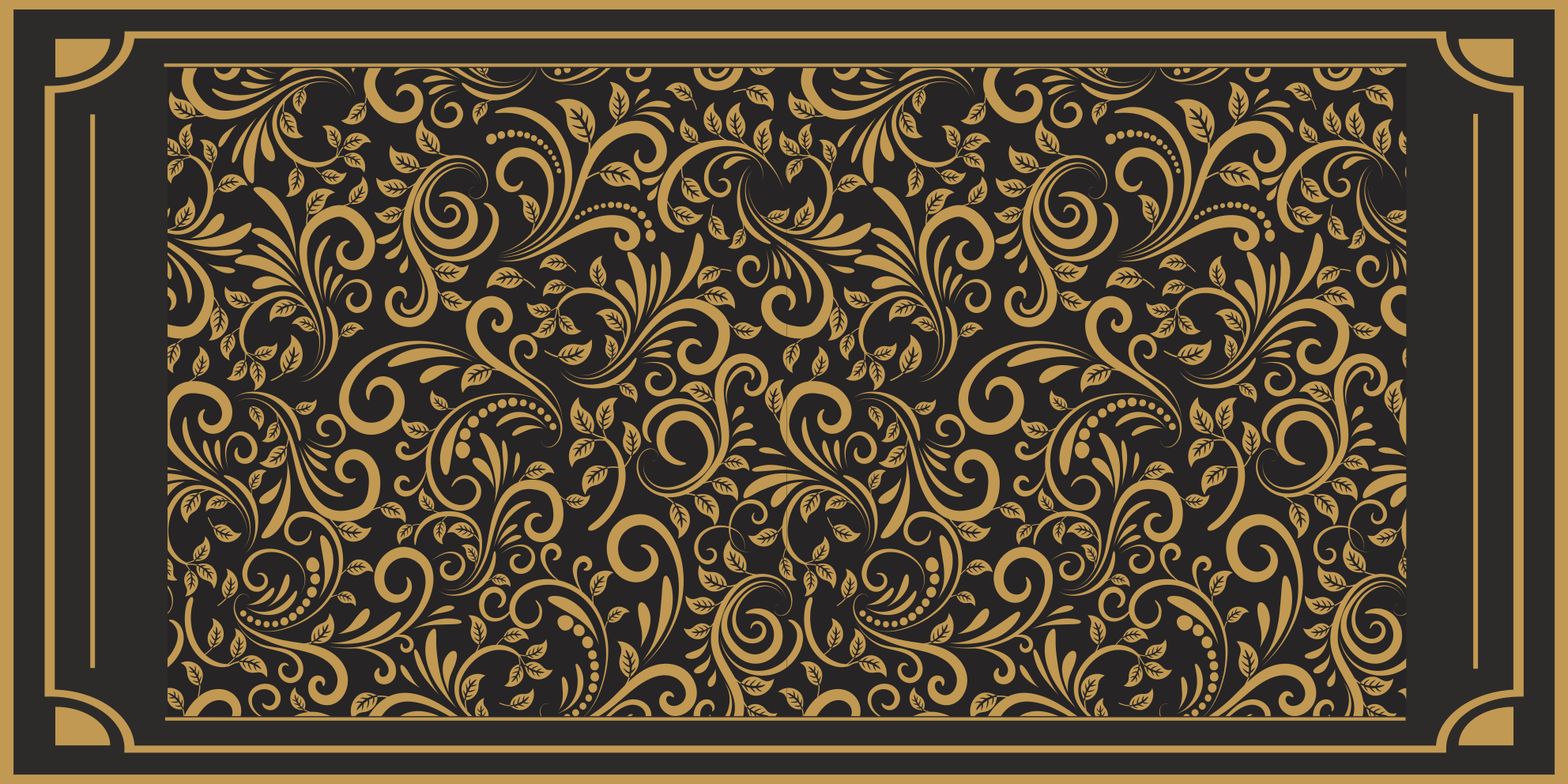 Tapis vinyle couloir feuillage élégant et doré - TenStickers