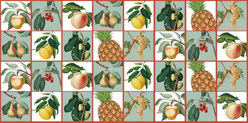 Tapis vinyle cuisine motif de carreaux de fruits - TenStickers