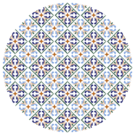 Tapis vinyle carreaux de ciment nuances de bleu géométriques - TenStickers