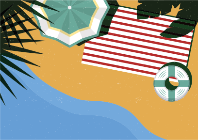 Tapis vinyle nature scène de pique-nique sur la plage - TenStickers