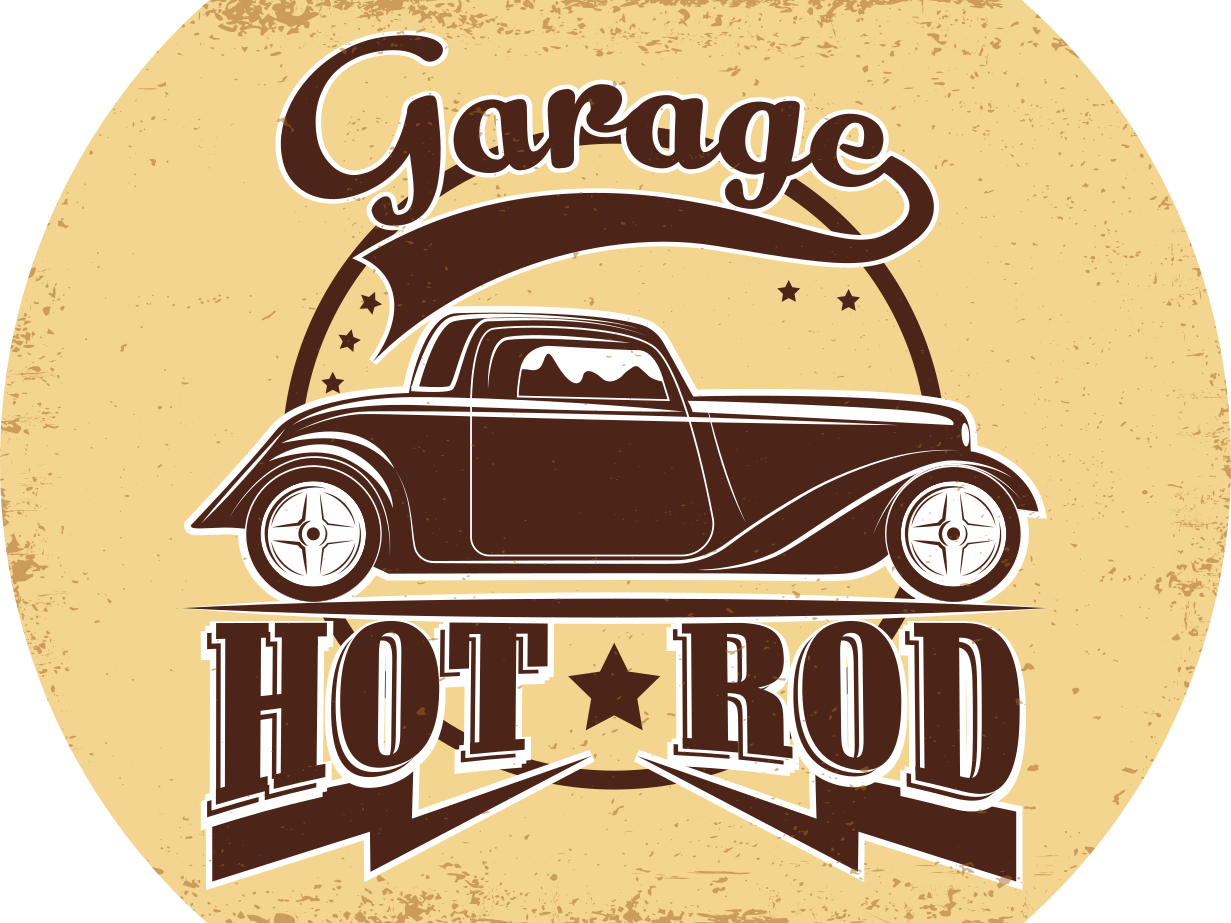 Tapis vinyle rétro hot rod de garage - TenStickers