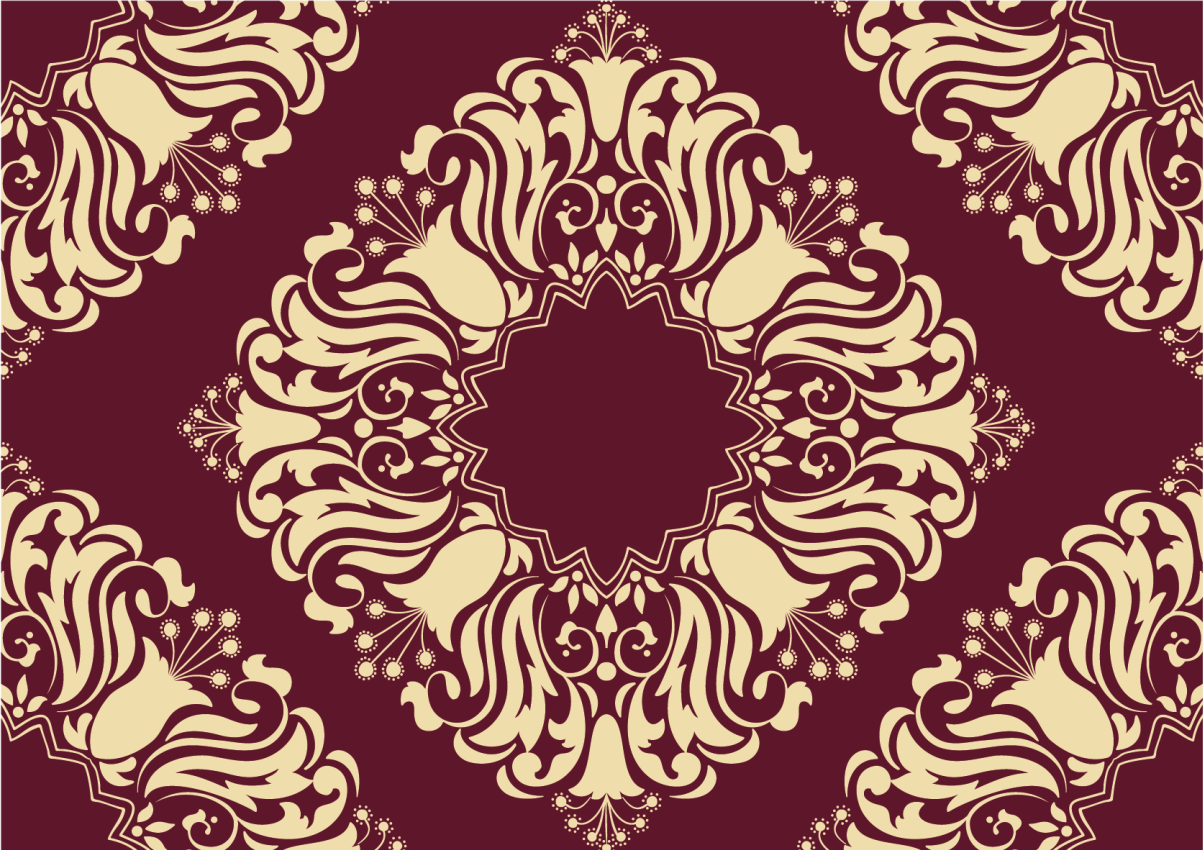 Tapis mosaique vinyle motif floral bordeaux - TenStickers