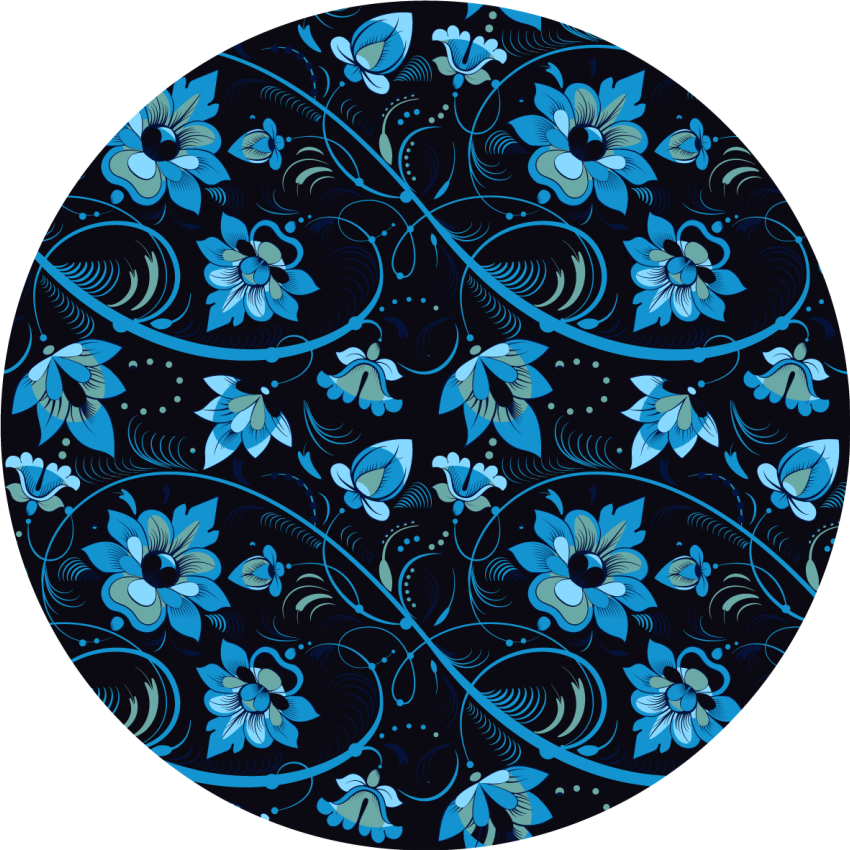 Tapis vinyle fleurs et plantes motif fleuri bleu - TenStickers